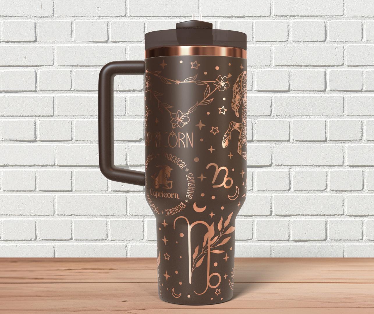 Capricorn Zodiac Tumbler Wrap SVG for 30oz and 40oz Handled Tumblers – Constellation Laser Wrap