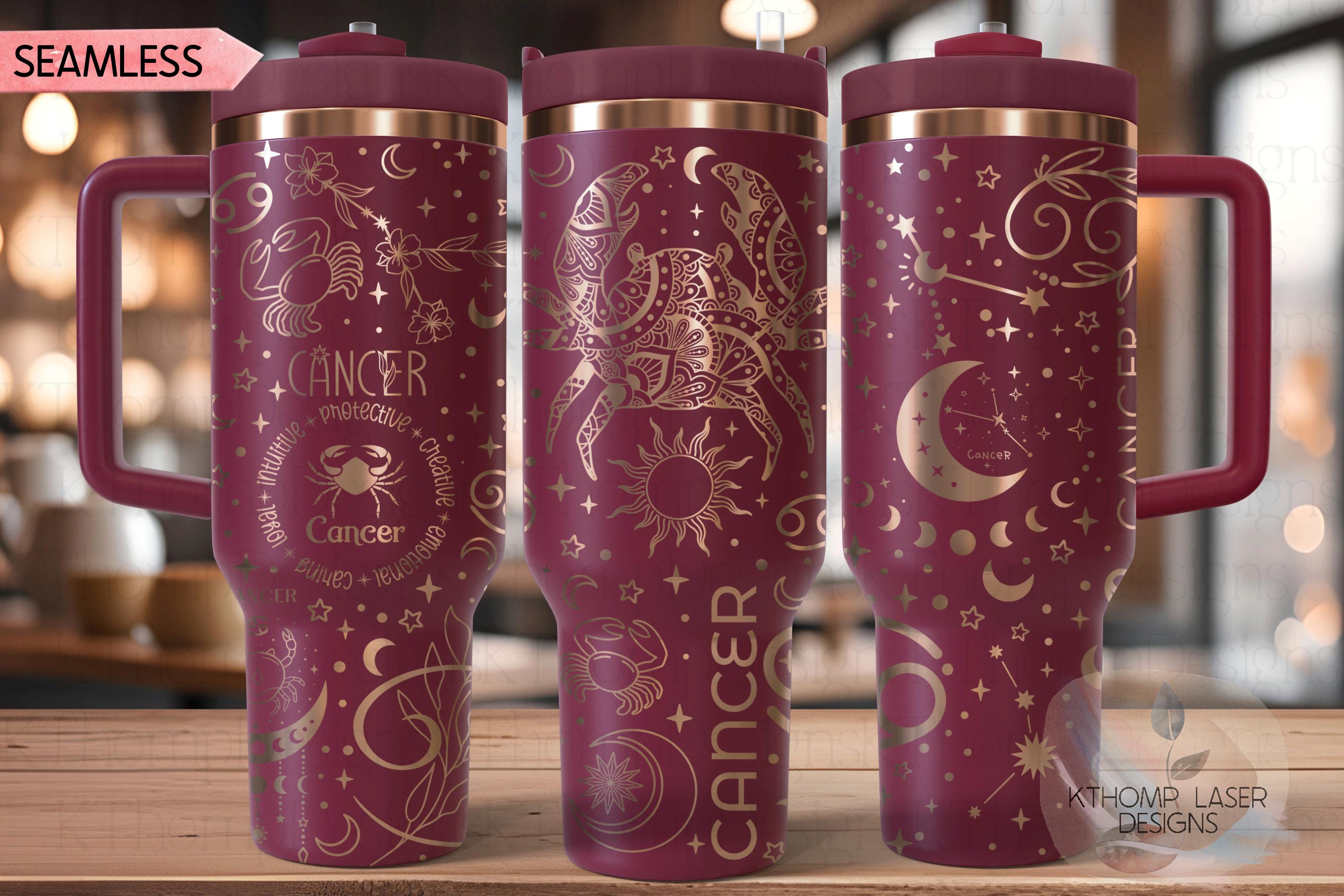12 Zodiac Tumbler Wrap SVG Bundle for 30oz and 40oz Handled Tumblers – Astrology Laser File Set