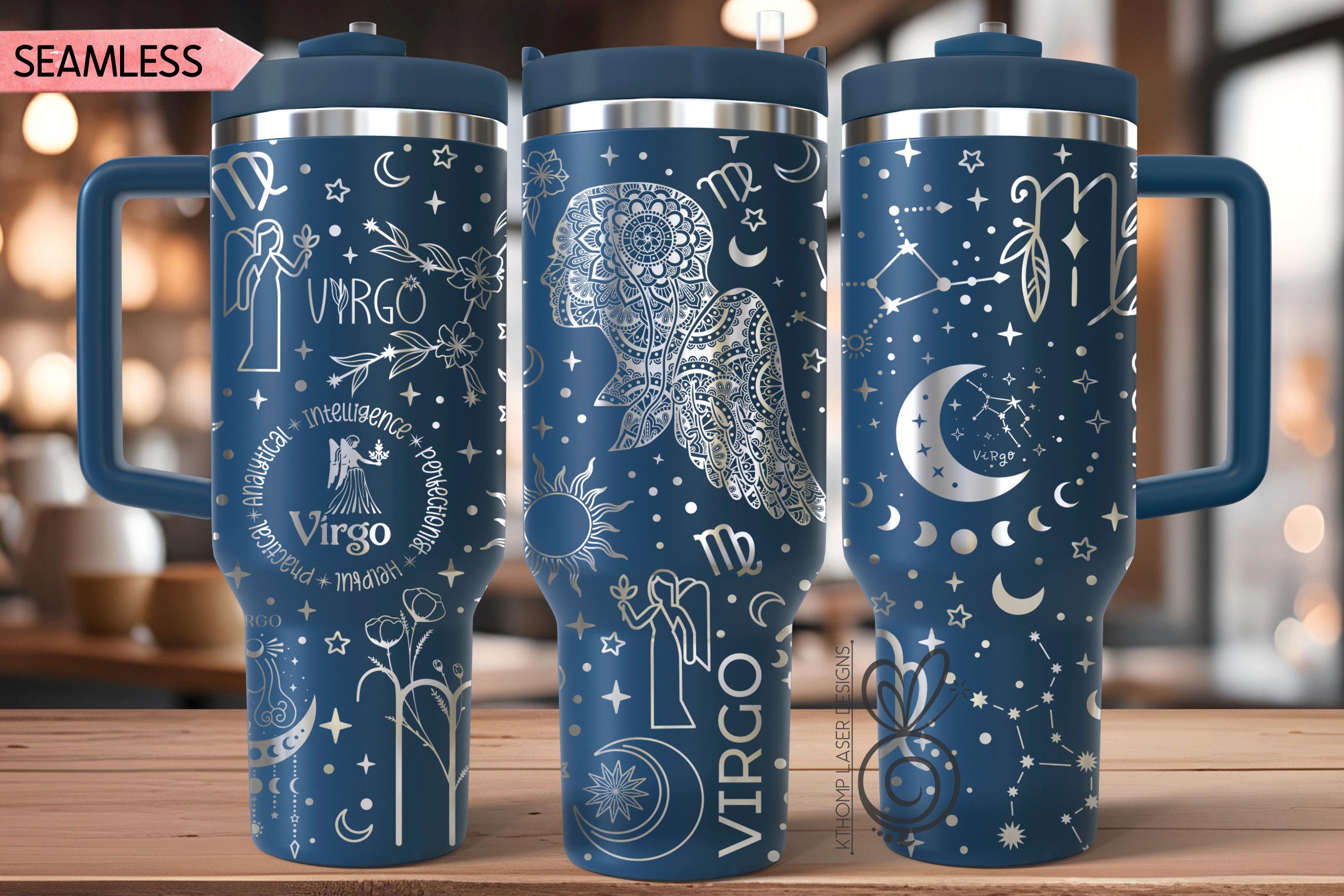 12 Zodiac Tumbler Wrap SVG Bundle for 30oz and 40oz Handled Tumblers – Astrology Laser File Set