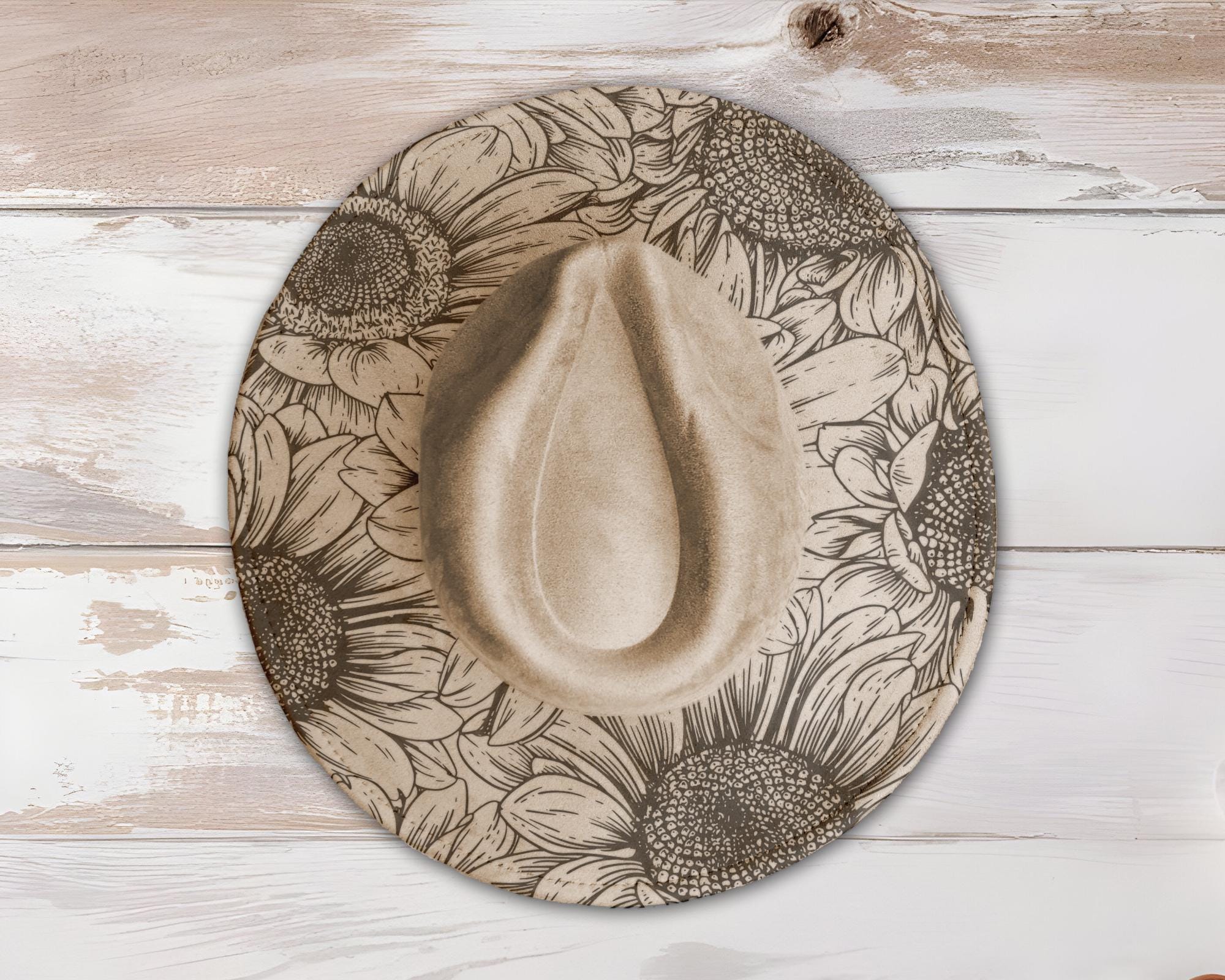 Sunflower Wide Brim Hat Laser Engraving SVG