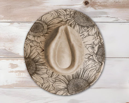 Sunflower Wide Brim Hat Laser Engraving SVG