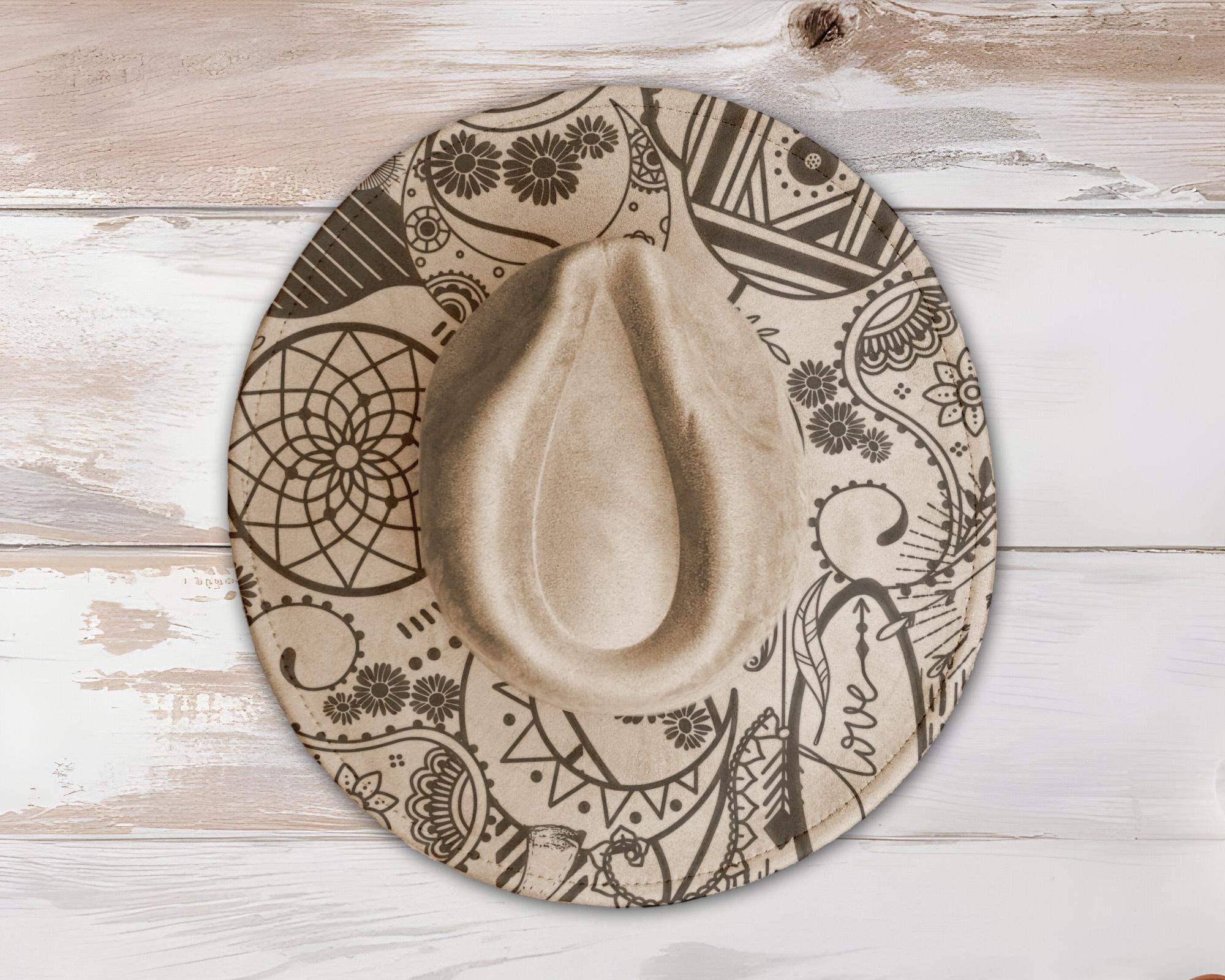Boho Love Doodles Wide Brim Hat Laser Engraving SVG