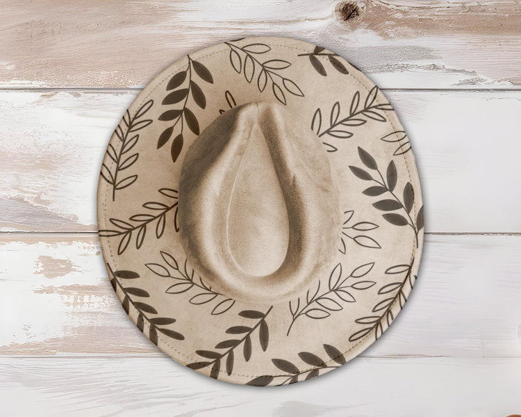 Abstract Leaves Wide Brim Hat Laser Engraving SVG