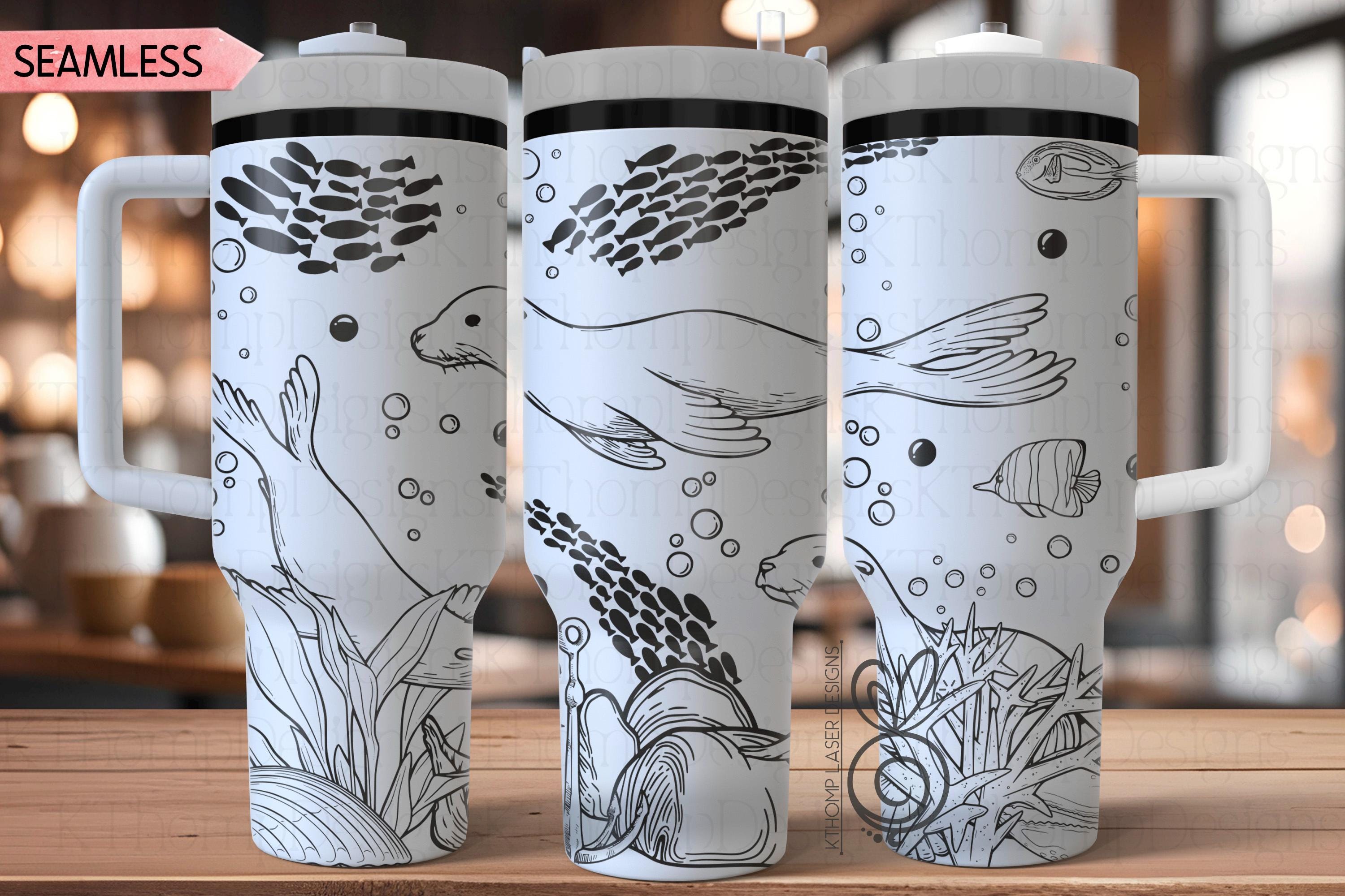 Sea Lions Laser SVG Wrap for 30oz and 40oz Handled Tumblers