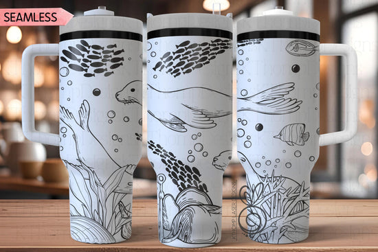 Sea Lions Laser SVG Wrap for 30oz and 40oz Handled Tumblers