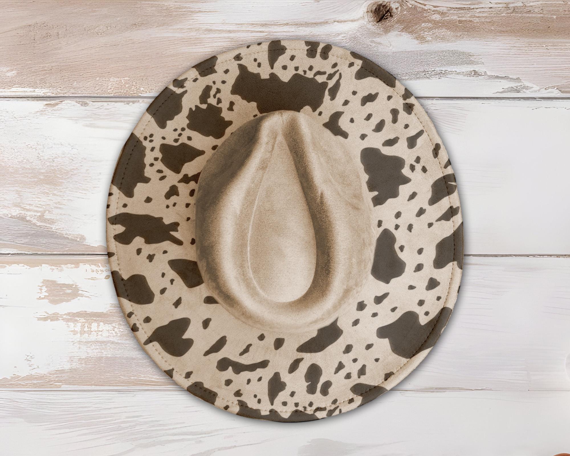 Cow Print Wide Brim Hat Laser Engraving SVG