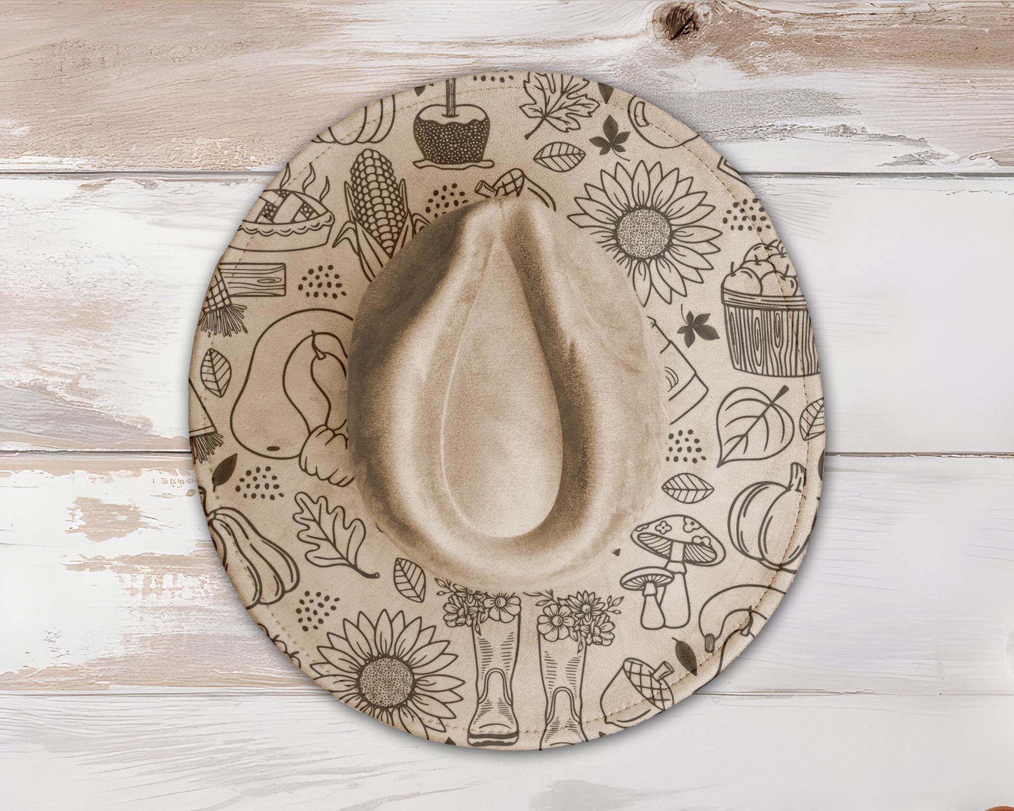 Fall Harvest Wide Brim Hat Laser Engraving SVG
