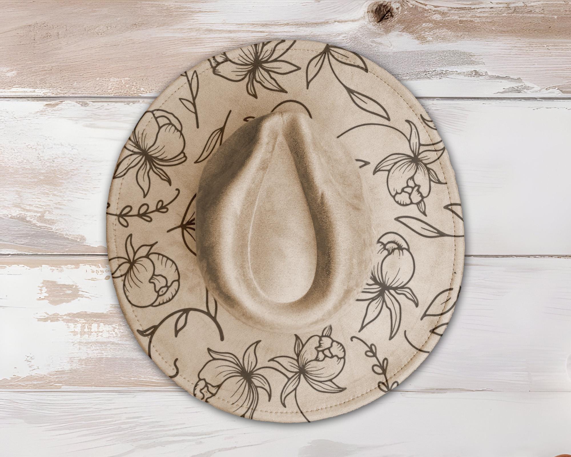 Floral Blooms Wide Brim Hat Laser Engraving SVG