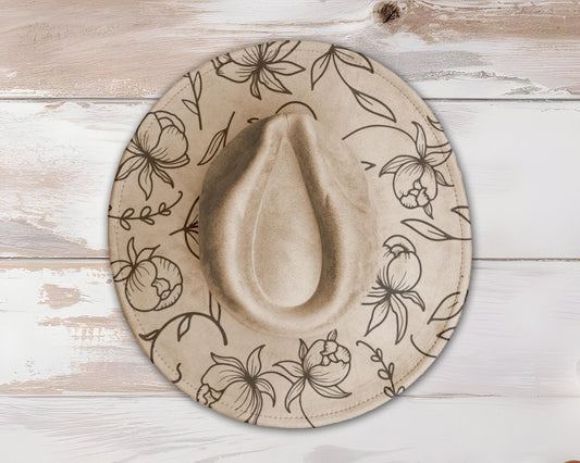Floral Blooms Wide Brim Hat Laser Engraving SVG