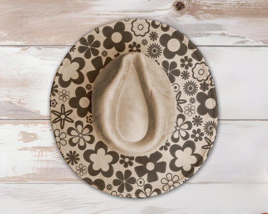 Flower Power Wide Brim Hat Laser Engraving SVG