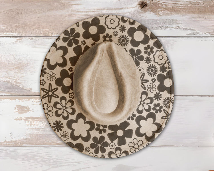 Flower Power Wide Brim Hat Laser Engraving SVG