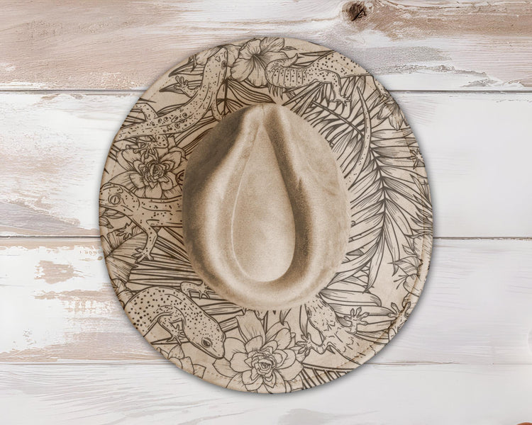 Geckos Wide Brim Hat Laser Engraving SVG