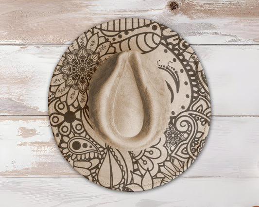 Henna Doodles Wide Brim Hat Laser Engraving SVG