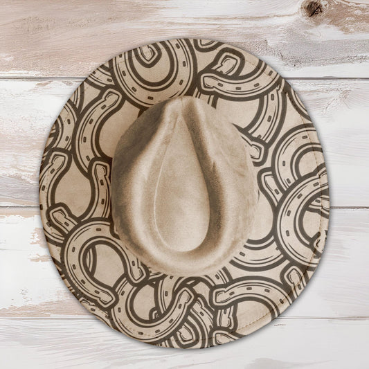 Horseshoes Burst Wide Brim Hat Laser Engraving SVG