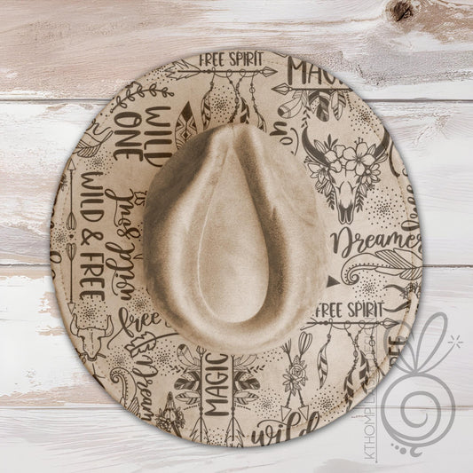 Wild One Free Spirit Wide Brim Hat Laser Engraving SVG