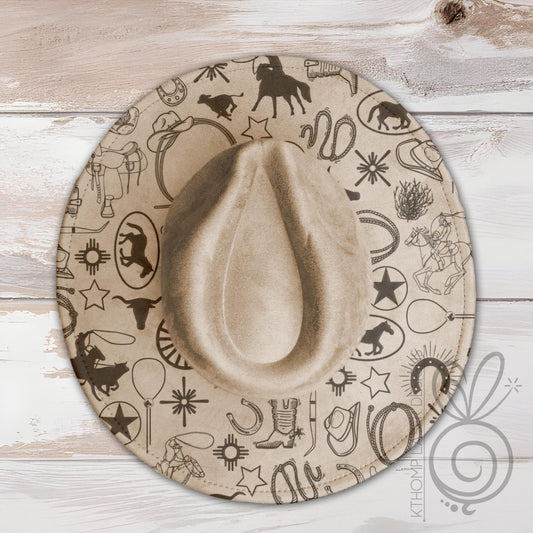 Western Cowboy Wide Brim Hat Laser Engraving SVG