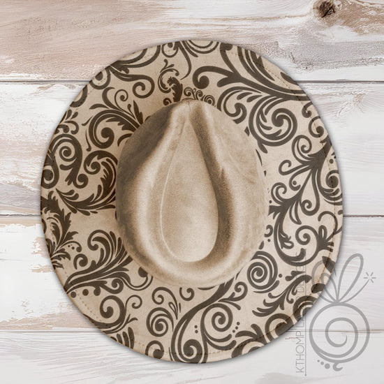 Tooled Leather Wide Brim Hat Laser Engraving SVG