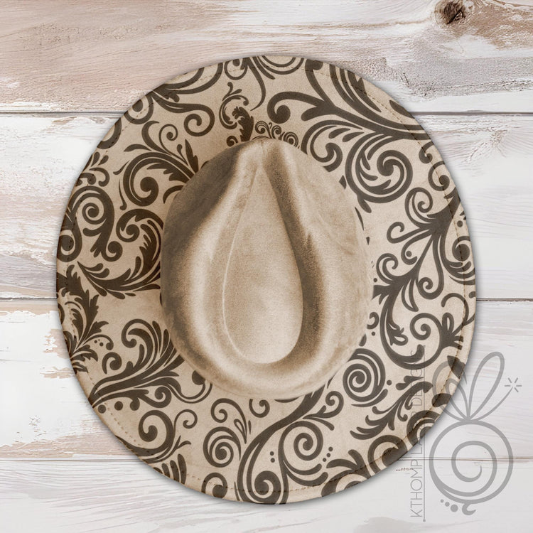 Tooled Leather Wide Brim Hat Laser Engraving SVG