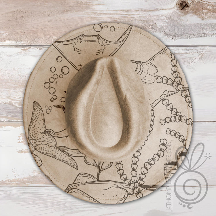 Stingrays and Manta Rays Ocean Wide Brim Hat Laser Engraving SVG
