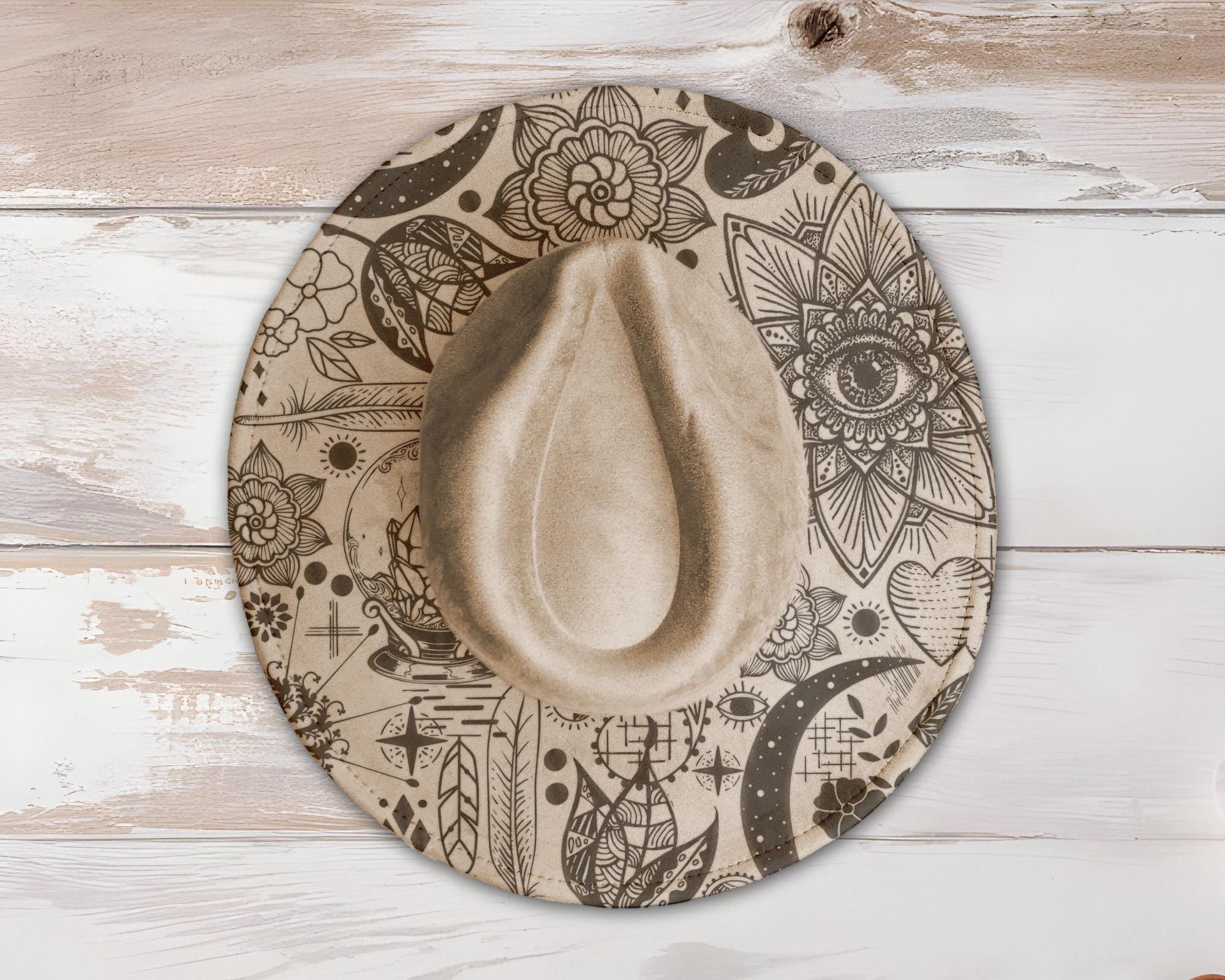 Boho Doodles Wide Brim Hat Laser Engraving SVG