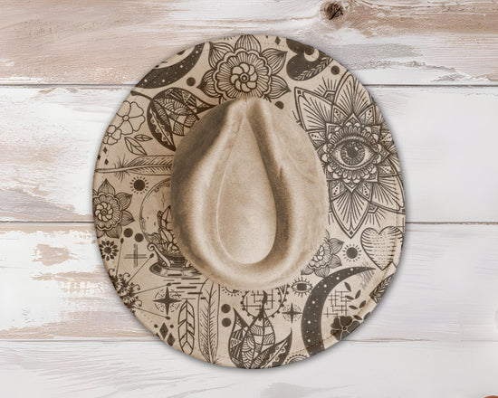 Boho Doodles Wide Brim Hat Laser Engraving SVG