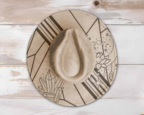 Boho Crystals Wide Brim Hat Laser Engraving SVG