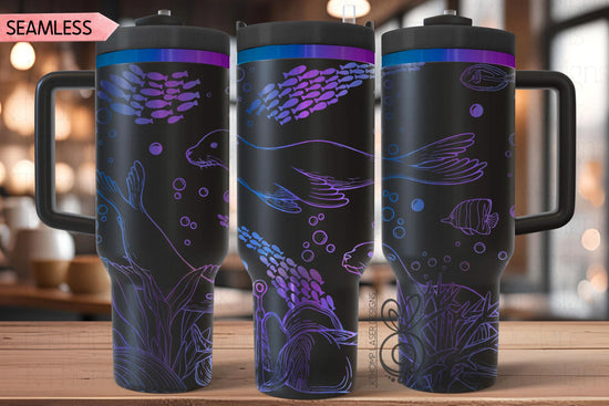 Sea Lions Laser SVG Wrap for 30oz and 40oz Handled Tumblers