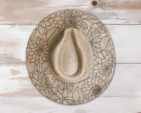 Dahlias Wide Brim Hat Laser Engraving SVG