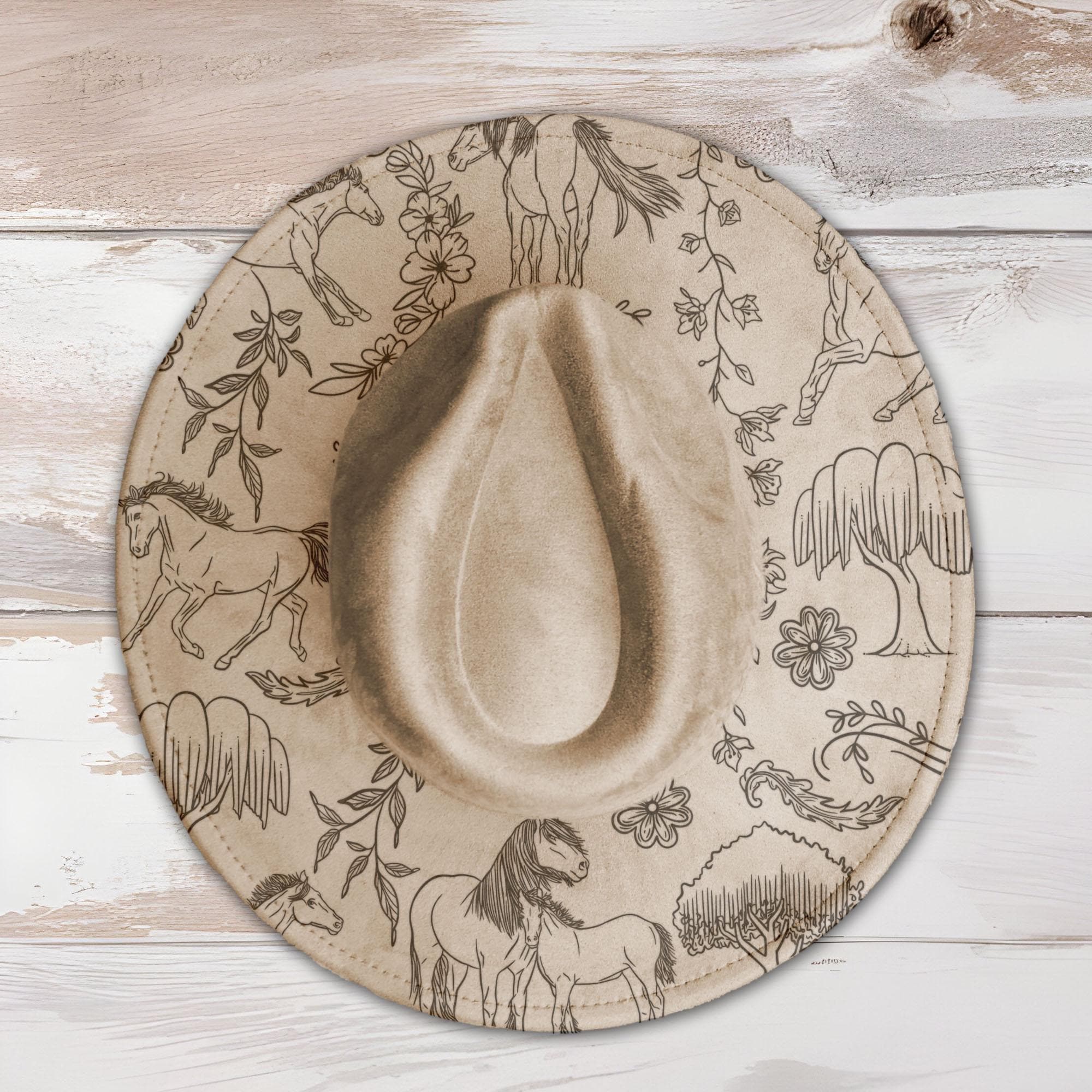 Horses Wide Brim Hat Laser Engraving SVG
