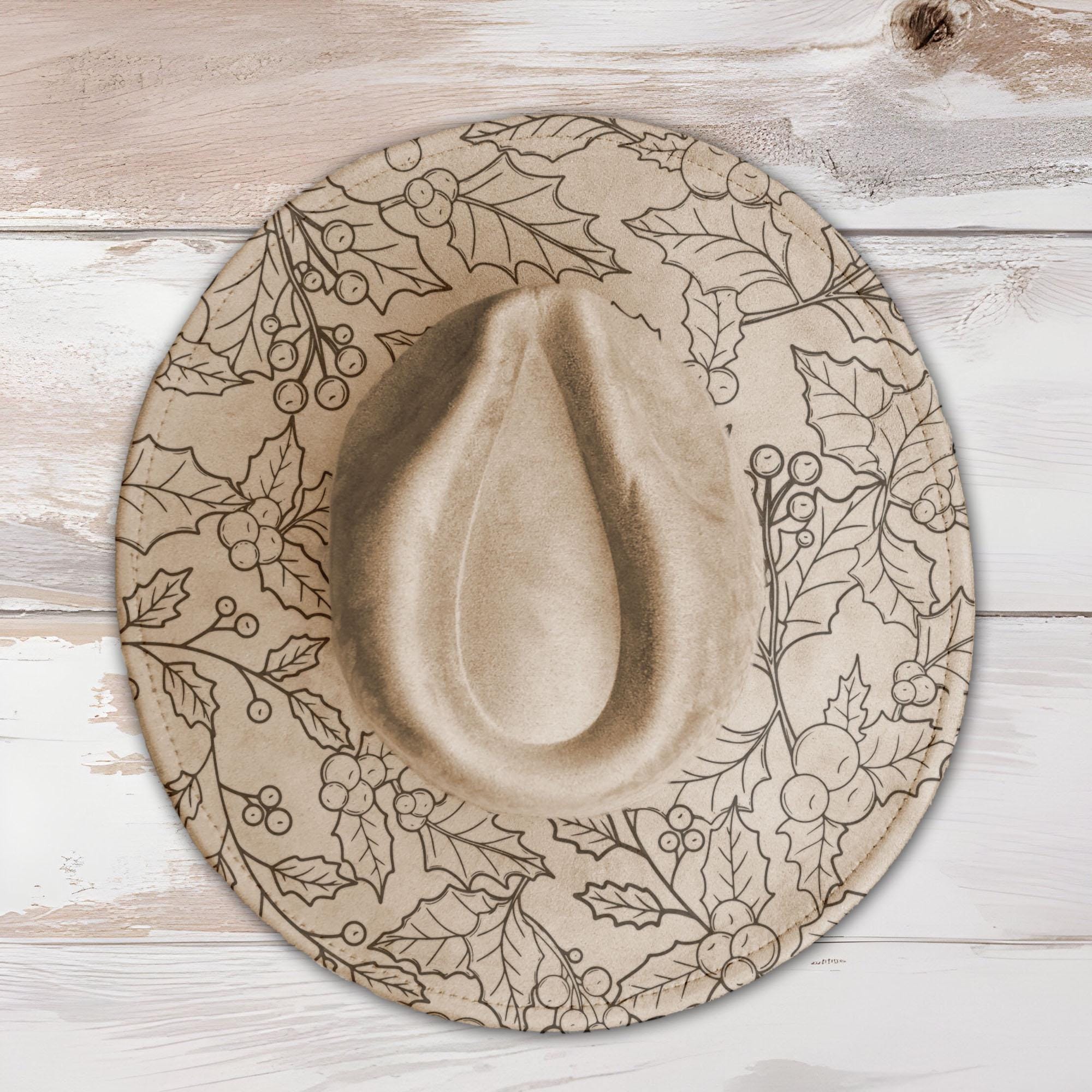 Holly Berries Wide Brim Hat Laser Engraving SVG