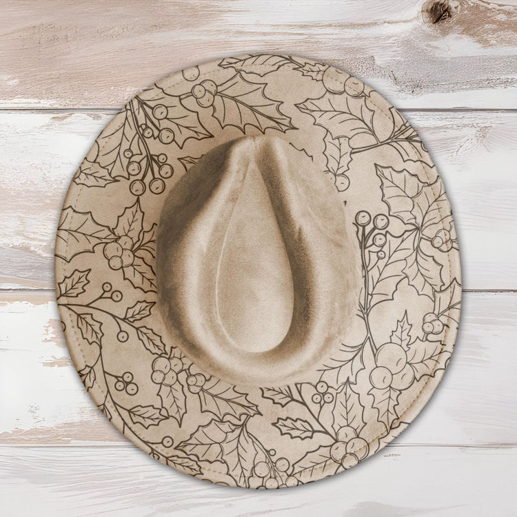 Holly Berries Wide Brim Hat Laser Engraving SVG