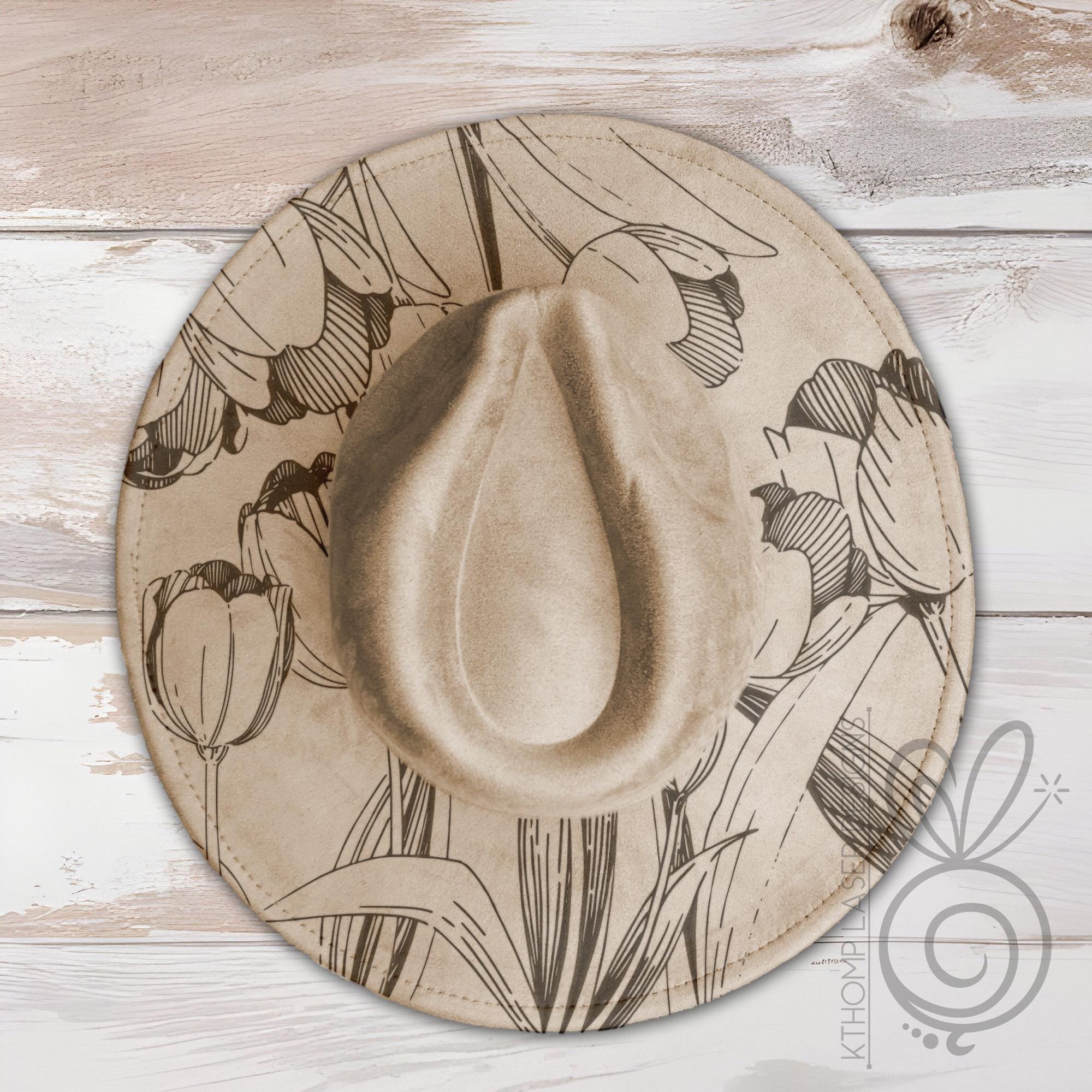 Tulips Floral Wide Brim Hat Laser Engraving SVG