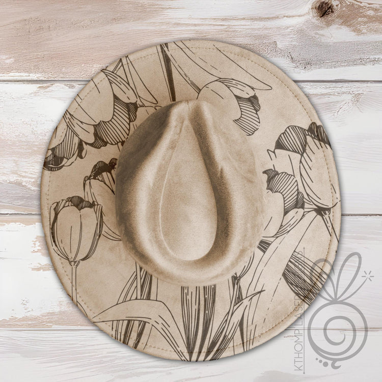 Tulips Floral Wide Brim Hat Laser Engraving SVG