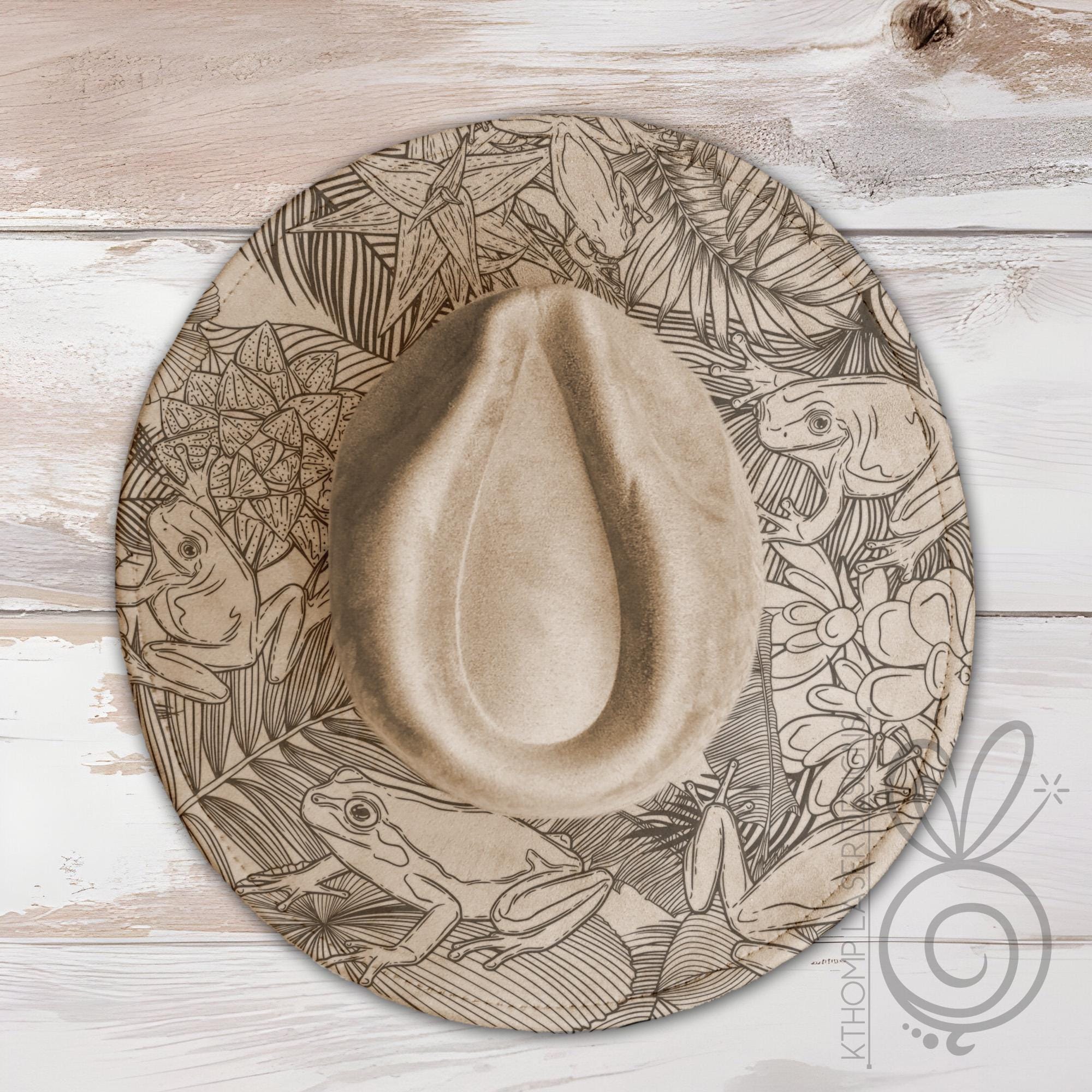 Tree Frogs Wide Brim Hat Laser Engraving SVG
