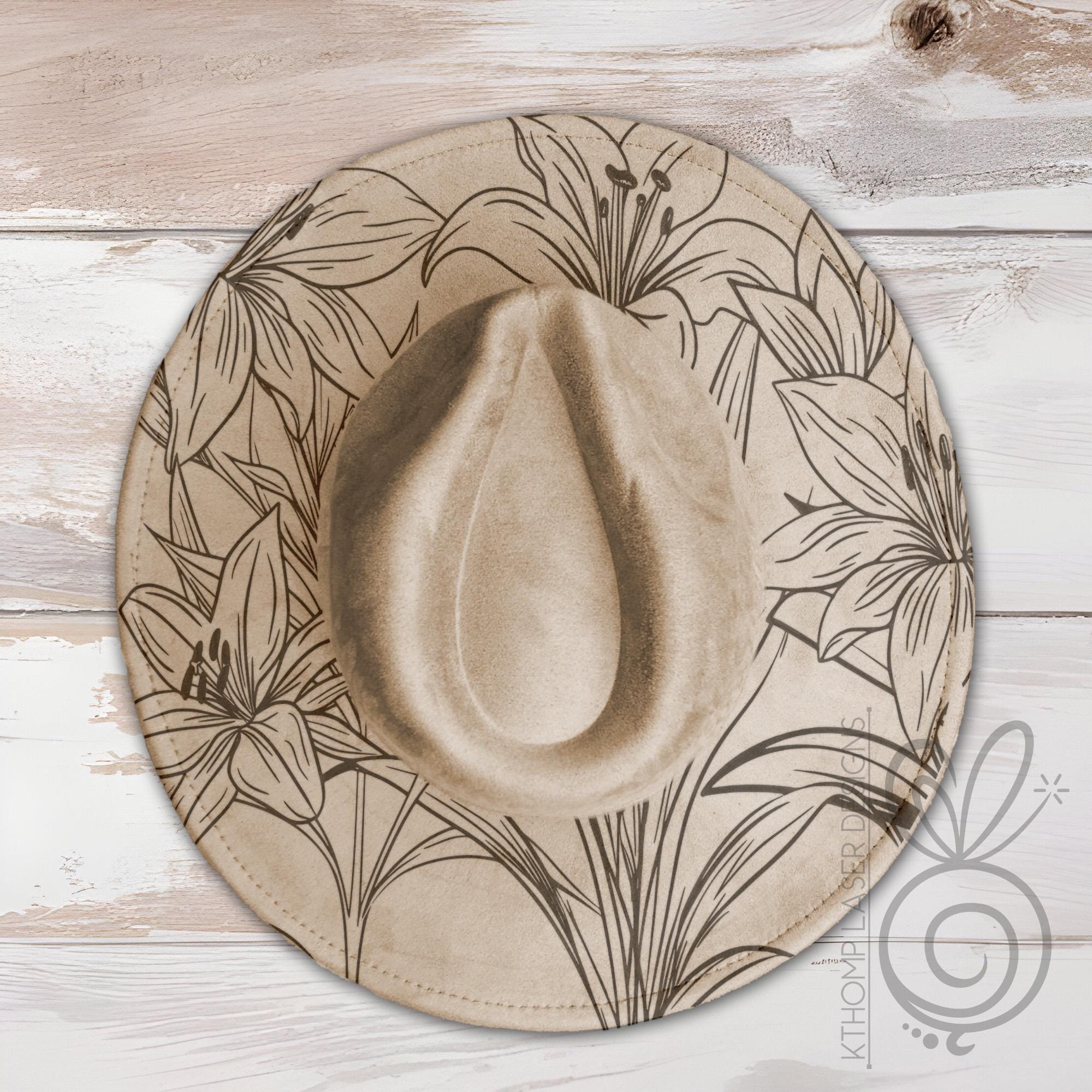 Tiger Lilies Floral Wide Brim Hat Laser Engraving SVG