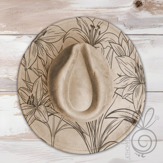 Tiger Lilies Floral Wide Brim Hat Laser Engraving SVG
