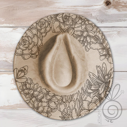 Succulents Floral Wide Brim Hat Laser Engraving SVG