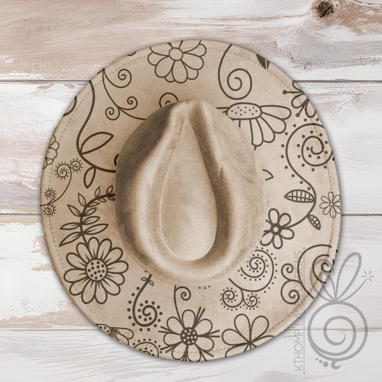 Swirly Spring Florals Wide Brim Hat Laser Engraving SVG