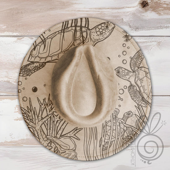 Sea Turtles Ocean Life Wide Brim Hat Laser Engraving SVG