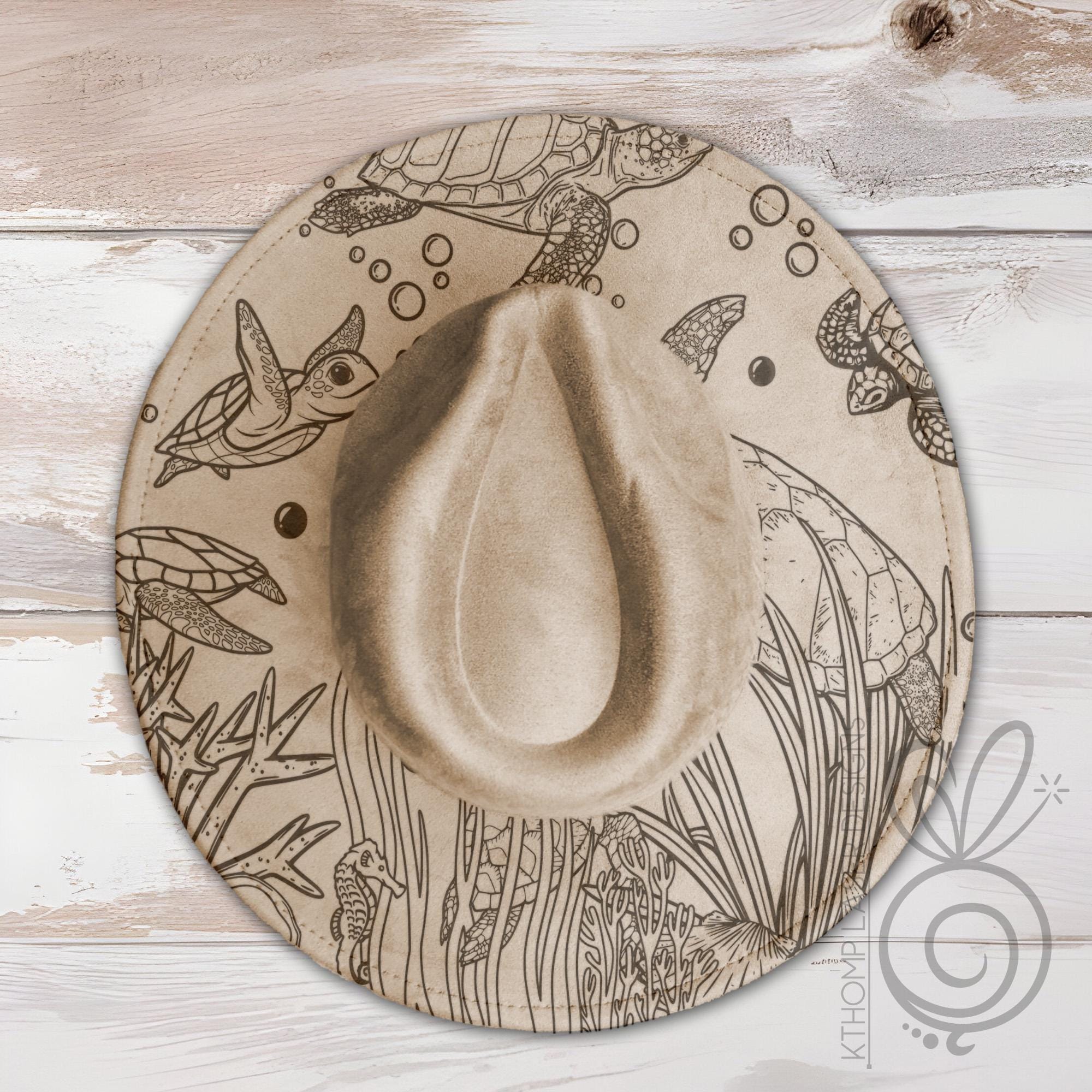 Sea Turtles Sea Life Wide Brim Hat Laser Engraving SVG