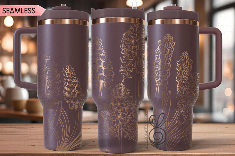 Hyacinth Laser SVG Wrap for 30oz and 40oz Handled Tumblers