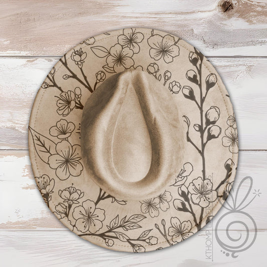 Sakura Blooms Wide Brim Hat Laser Engraving SVG