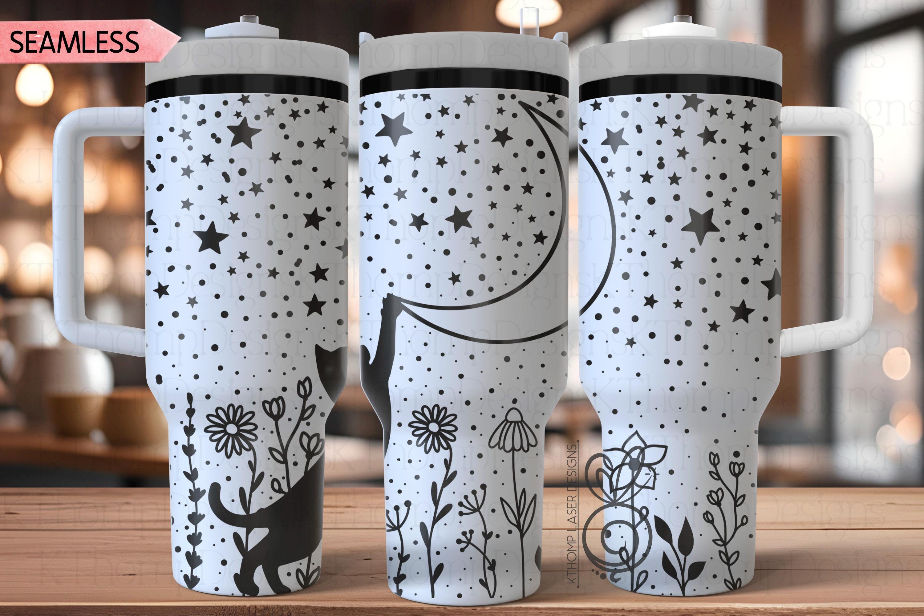 Starry Cat Laser SVG Wrap for 30oz and 40oz Handled Tumblers