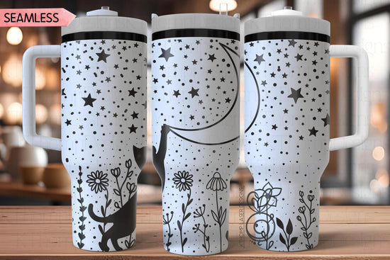 Starry Cat Laser SVG Wrap for 30oz and 40oz Handled Tumblers