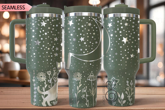 Starry Cat Laser SVG Wrap for 30oz and 40oz Handled Tumblers