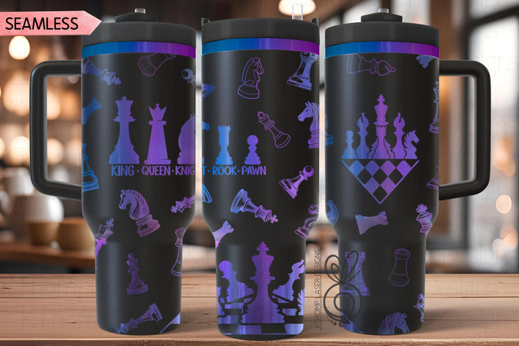Chess Laser SVG Wrap for 30oz and 40oz Handled Tumblers