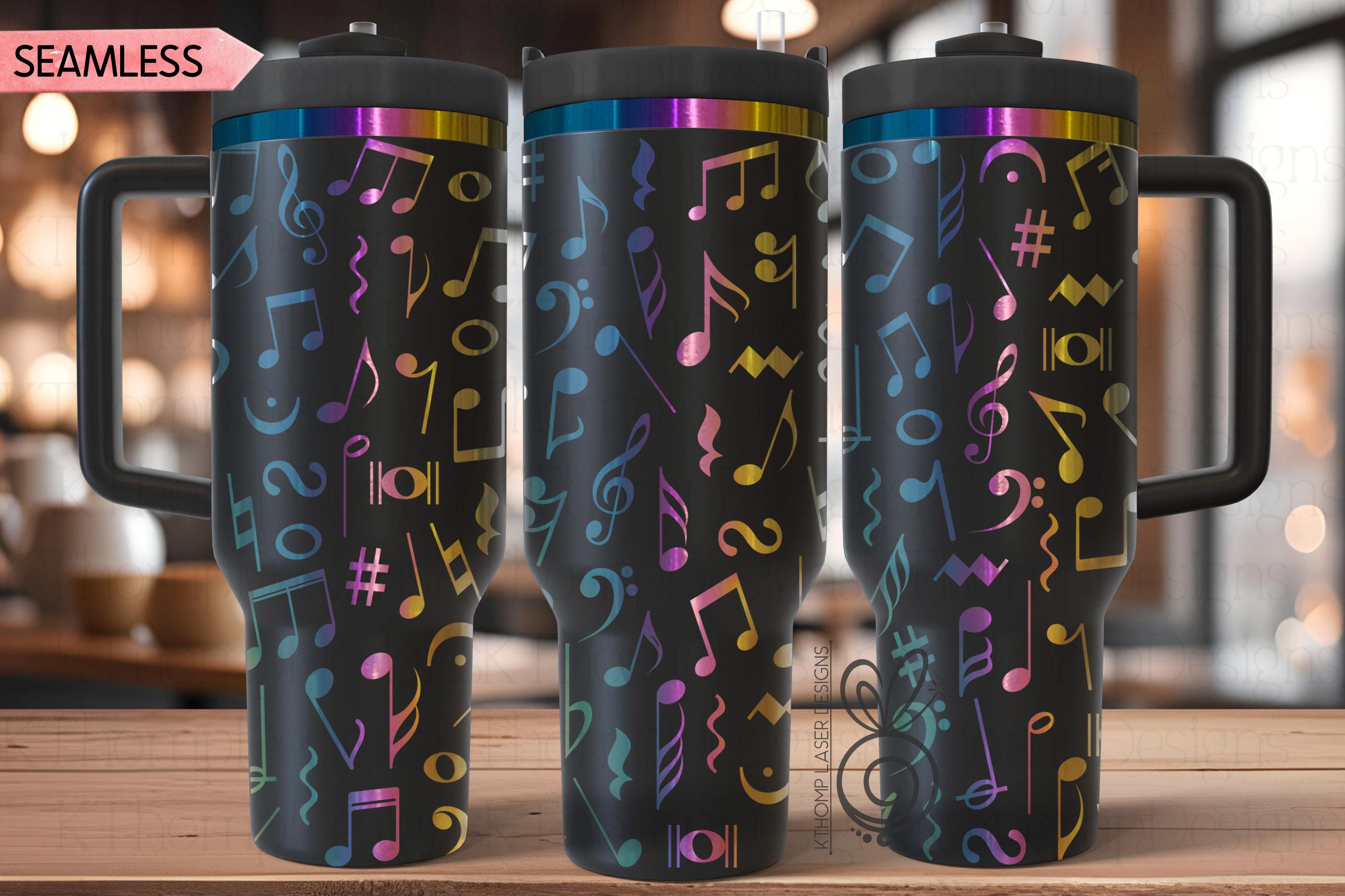 Music Notes Laser SVG Wrap for 30oz and 40oz Handled Tumblers