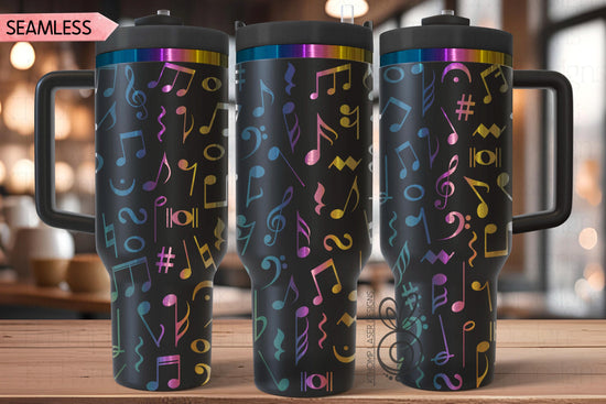 Music Notes Laser SVG Wrap for 30oz and 40oz Handled Tumblers