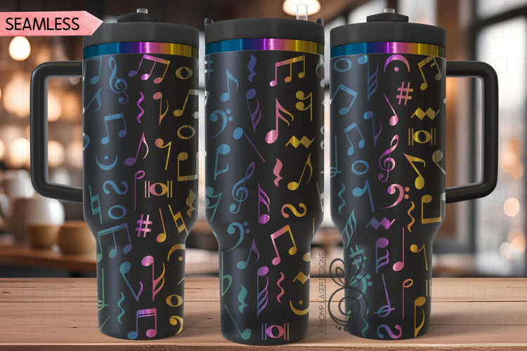 Music Notes Laser SVG Wrap for 30oz and 40oz Handled Tumblers