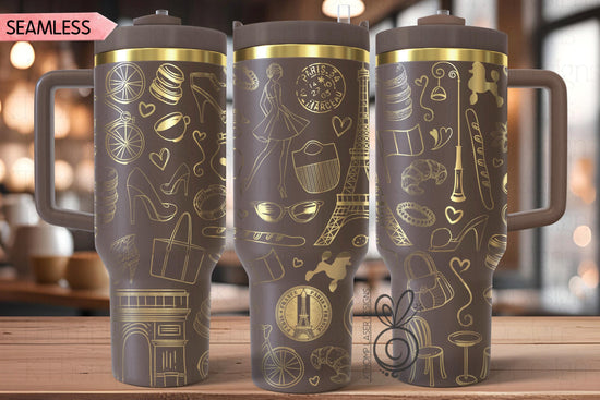 Fashion Paris SVG Wrap for 30oz and 40oz Handled Tumblers